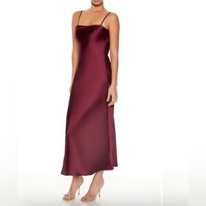 Forever 21 Satin Tie-Back Midi Slip Dress